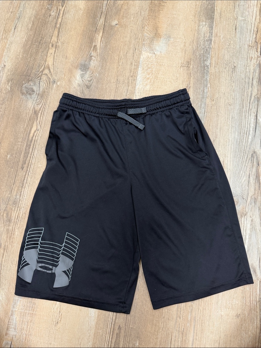 Under Armour Black Boys' Athletic Shorts with Gray Logo